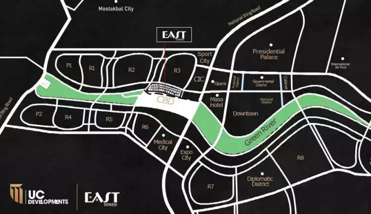 خريطة ايست تاور العاصمة الإدارية