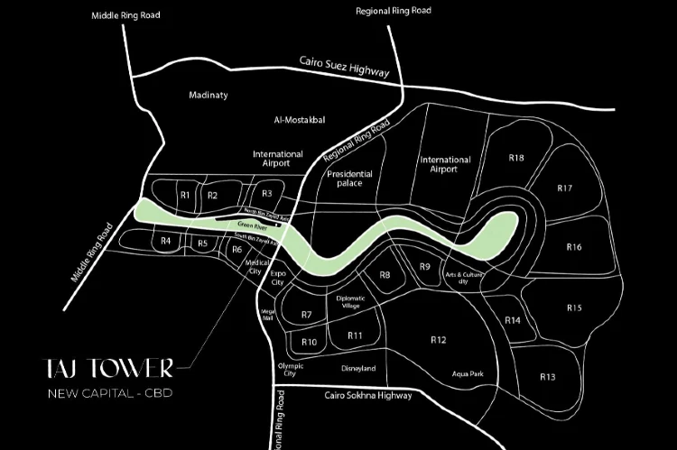 خريطة تاج تاور العاصمة الإدارية الجديدة