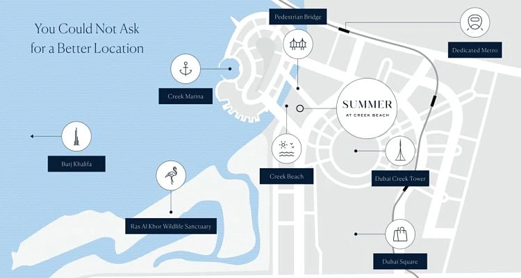خريطة سمر كريك بيتش مرسى خور دبي
