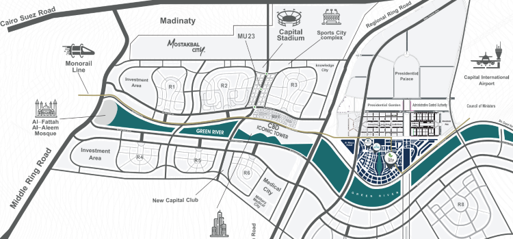 خريطة مول لايف ميديكال تاور العاصمة الإدارية