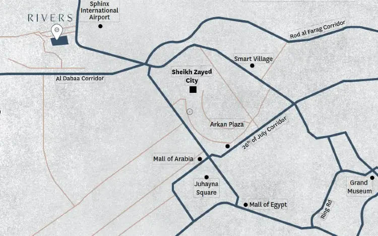 خريطة كمبوند ريفرز الشيخ زايد الجديدة