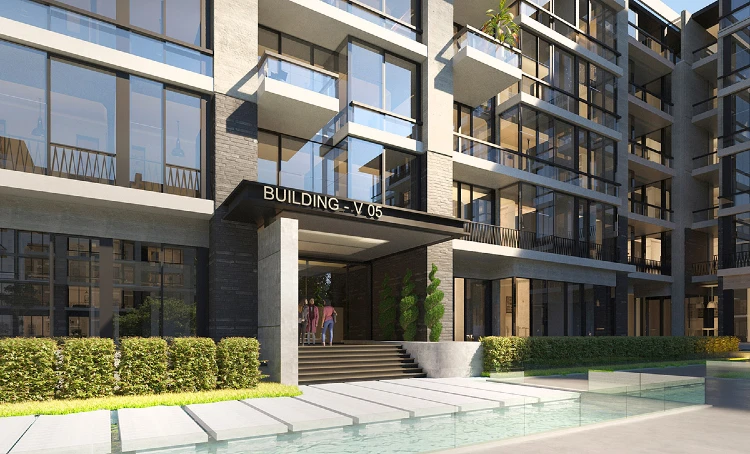 Apartment Building Entrance at The View Waterway
