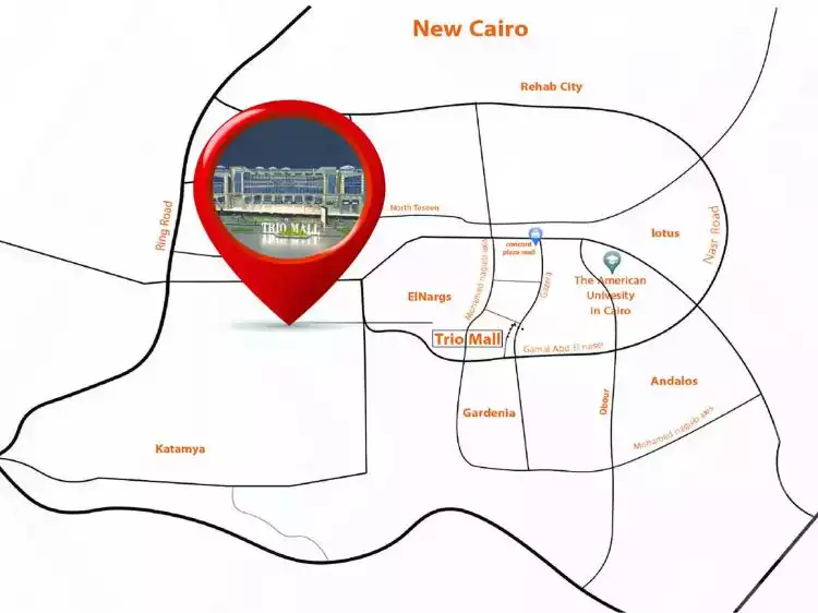 خريطة تريو مول القاهرة الجديدة
