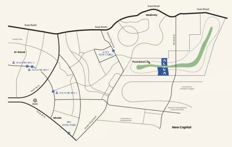 Map of Aliva Compound Mountain View Mostakbal City