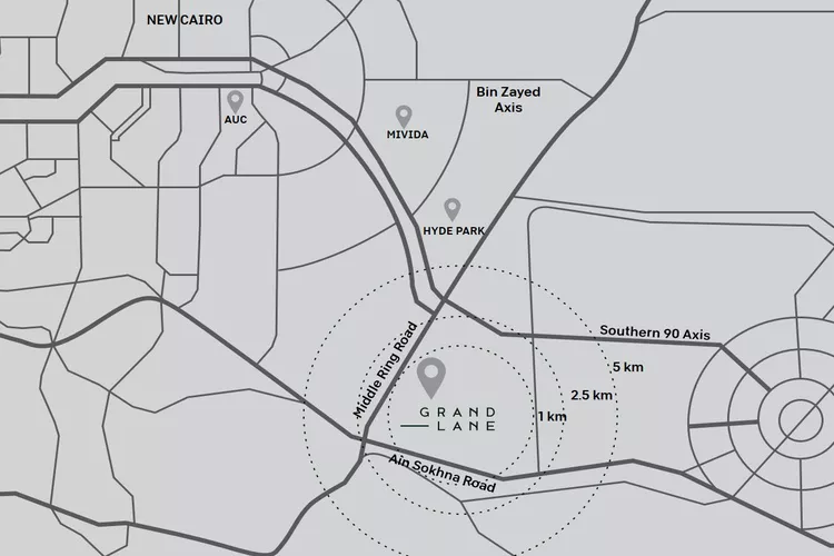 موقع كمبوند جراند لين القاهرة الجديدة
